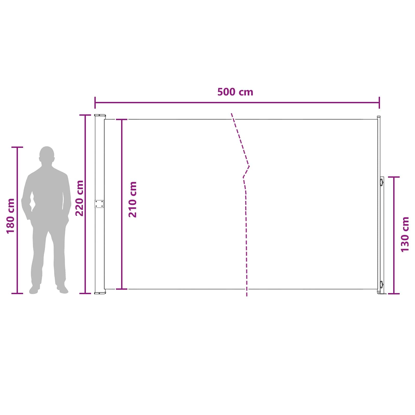 vidaXL Retractable Side Awning 100% polyester iron steel, Adjustable Patio Shade, Modern Outdoor Retractable Awning - Image 3