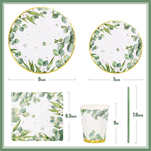 Gender Neutral Baby Shower Plates And Napkins For 25 Sage Green Party Decorations Boy Girl Birthday Bridal Shower Floral Wedding Gold Green Decor Greenery Safari Jungle Theme Boho Chic Party Supplies #TOP1