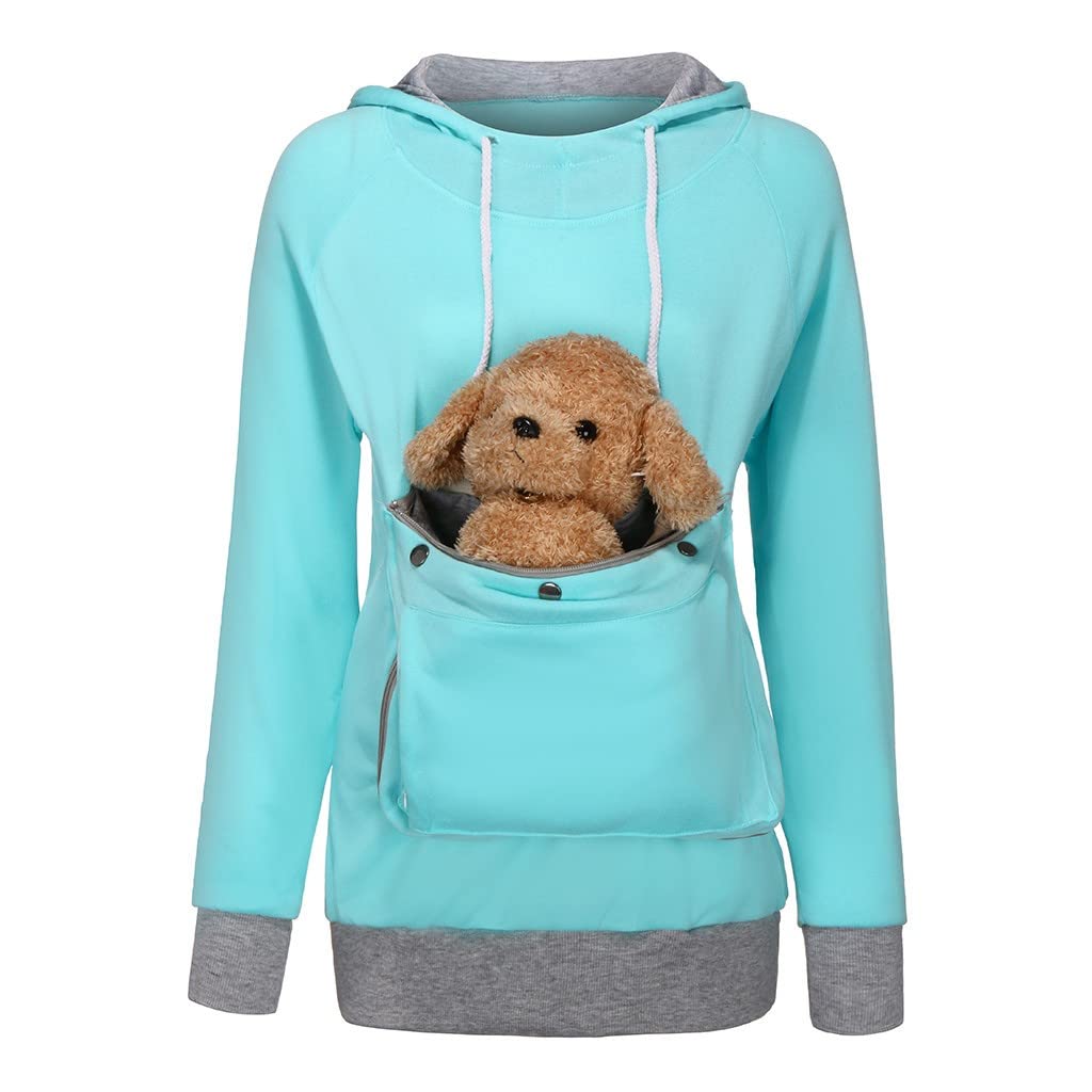 Unisex Kapuzenpullover Mit Katzen Hund Großen Tasche, DOTBUY Mode Einfarbig Fußabdrücke