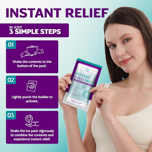 Image of Instant Ice Packs for Injuries 25 Packs (7 inch x 4 inch) | Instant Ice Cold Pack - Cold Compress Disposable Ice Pack for Pain Relief, First Aid Essential, Swelling, Toothache, Athletes & Outdoor Activities