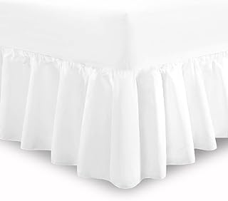 Sunshine Comforts Percale Cotton Double Valance Sheet Breathable, Anti-Wrinkle & Ultra-Soft Valance Sheet White Bedding & Linen Valance Sheet (White)