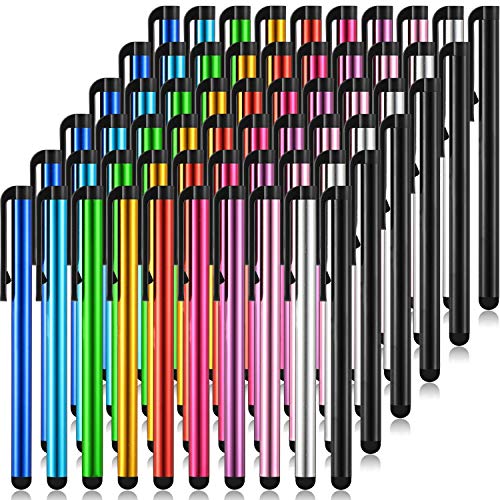 60 Pieces Stylus Pens Slim Capacitive Stylus Touch Pens for Universal Touch Screens Devices, Compatible with iPhone, iPad, Tablet (10 Colors)