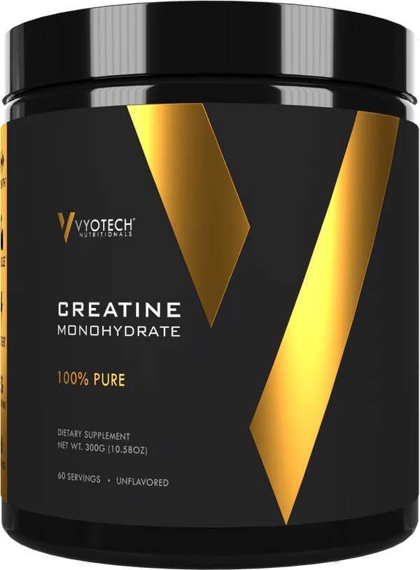 Vyotech Pure Creatine Monohydrate Powder | Aids in Muscle Strength Performance & Recovery | 5g Per Serving | Unflavored | 60 Servings | Gluten-Free Dairy-Free Soy-Free No Sugar or Wheat | Made in USA