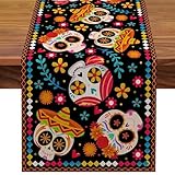 Mantel para Mesa Rectangular - Caminos de Mesa Decorativos Mexicanos - Día de Las Decoraciones del Altar, Tema Mexicano, Suministros de para el hogar, Cocina, Comedor