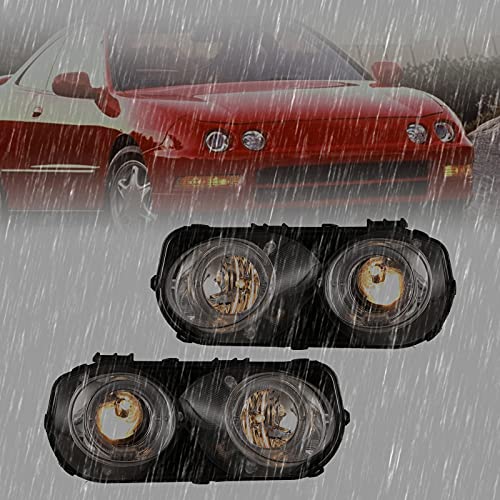 Roxx Replacement Headlight Assembly Compatible With 1994 1995 1996 1997 Acura Integra Left Driver And Right Passenger Side Halogen With Bulbs (Black) #TOP6