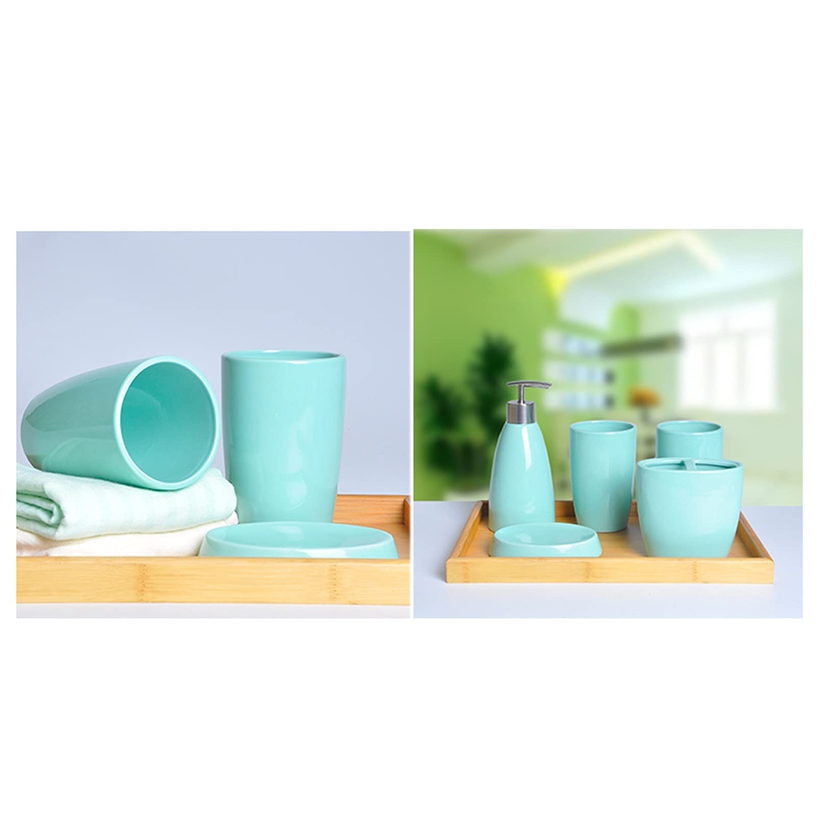 Seifenspender Keramik 4-teiliger Seifenspender Haushaltsbadezimmer Toilettenartikel Kosmetische Lotion Flasche/Mundspülung Tasse/Zahnbürstenhalter/Seifenschale Feste Farbe Flüssigkeit Seifenspender