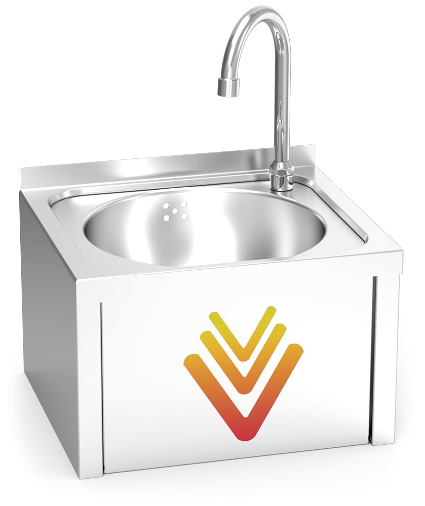 Lave-Mains INOX Mural Commande fémorale Poussoir Occulte 250x300x250 mm