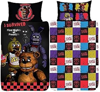 FNAF FIVE NIGHTS AT FREDDY'S Single Duvet Cover | Freddy Fazbear's Pizza Design | Officially Licensed Reversible Two Sided Design