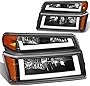Auto Dynasty 4Pcs Dual LED DRL Headlights Assembly and Bumper Lamps Compatible with Chevy Colorado GMC Canyon Isuzu I-Series 04-12, Black Housing Amber Corner