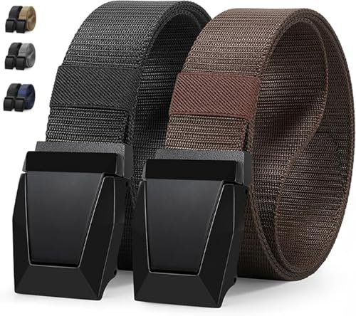La Mejor Selección de Hebillas de cinturón para Hombre los 10 mejores. 44 Vikarland 2 Pack Hebillas de Metal Hombres Cinturón Táctico Nylon Web Cinturón Militar de Liberación Rápida para Los Hombres(Negro+Café)