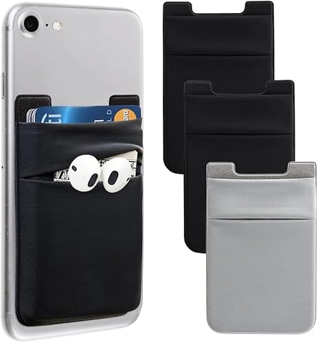 Tarjetero para la parte posterior del teléfono, cartera de licra elástica para pegar en el bolsillo, funda para tarjeta de crédito, funda de