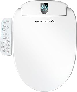 WONDERSKY Elongated Bidet Toilet Seat, Smart Heated Toilet Seat with Warm Water and Dryer, Soft Close Bidet Seat with Adjustable Temperature, Stainless Steel Nozzle