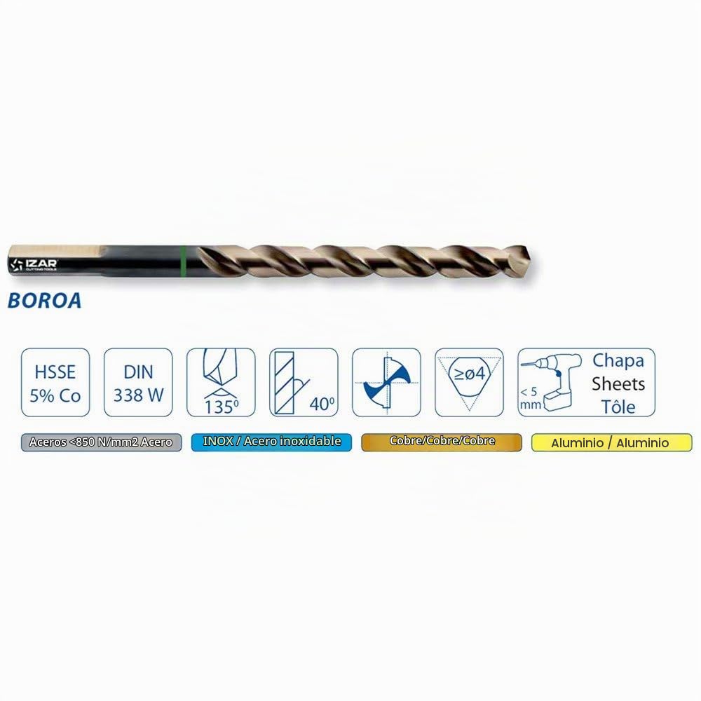Izar 34201 Juego Brocas 1021, DIN 338, 1-10 x 0.50 mm, HSSE 5% Co, 19 Piezas