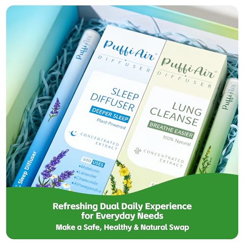 Image of Herbal Diffuser Duo, Lung Cleanse and Sleep Diffuser with Extracts of Mullein and Melatonin, 100% Natural Swap, Day & Night Duo, 4 Sticks, 600 Uses Each=