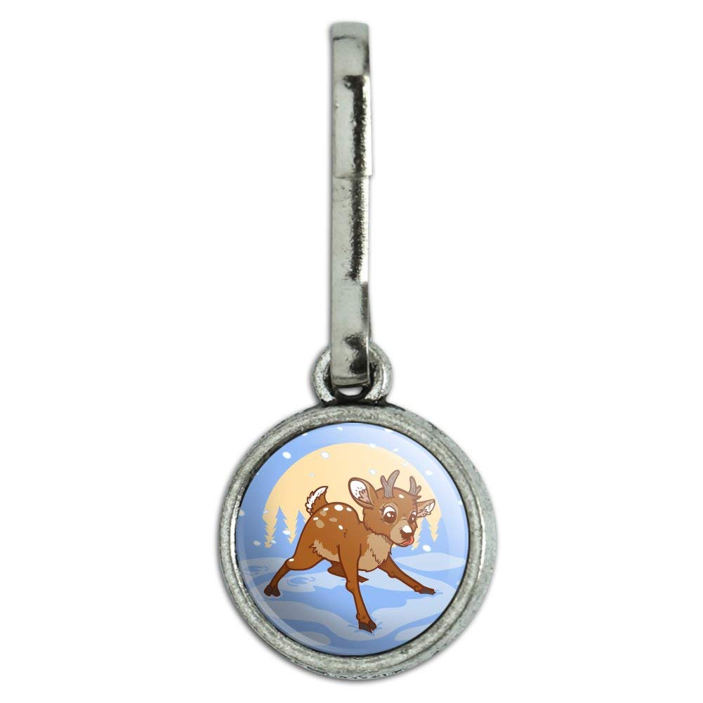 Baby Reindeer Christmas Holiday Antiqued Charm Clothes Purse Suitcase Backpack Zipper Pull Aid