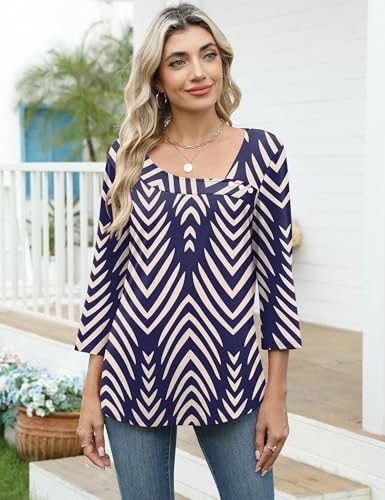 Image of LOMON Womens 3 /4 Length Sleeve T Shirts Asymmetrical Neck Tops Business Blouses for Women Fashion 2026