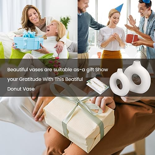 TAVADA Juego de 2 Jarrón De Cerámica, jarrones Redondos para Hierba de Pampas para decoración Moderna del hogar,Jarrones de cerámica neutros Bohemios nórdicos Estilo minimalismo - imagen 4