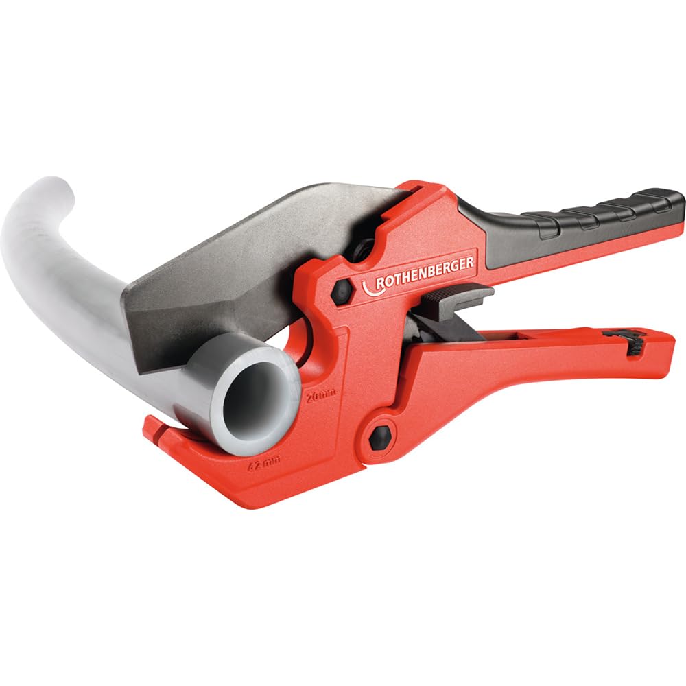 Rothenberger Rocut 42 - Tijeras cortadoras de tubos de plástico (doble corte, 6-42 mm, hoja recubierta de PTFE)