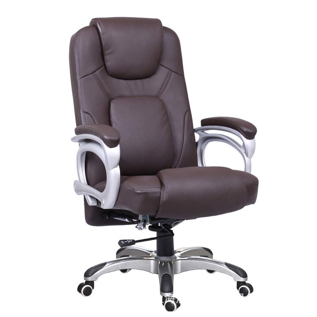 Sbcgfy Brown Mid Back Office Desk Chair With Leather Padding And Armrests Ergonomic Pu Boss Chair For Computer Gaming Internet Cafe And Household Reclining Black,