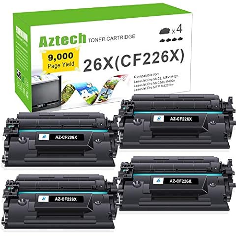 Aztech Compatible Toner Cartridge Replacement for HP 26X CF226X 26A CF226A Laserjet Pro M402n M402dw M402dn Laserjet Pro MFP M426fdw M426fdn M426dw (Black, 4-Pack) Cover