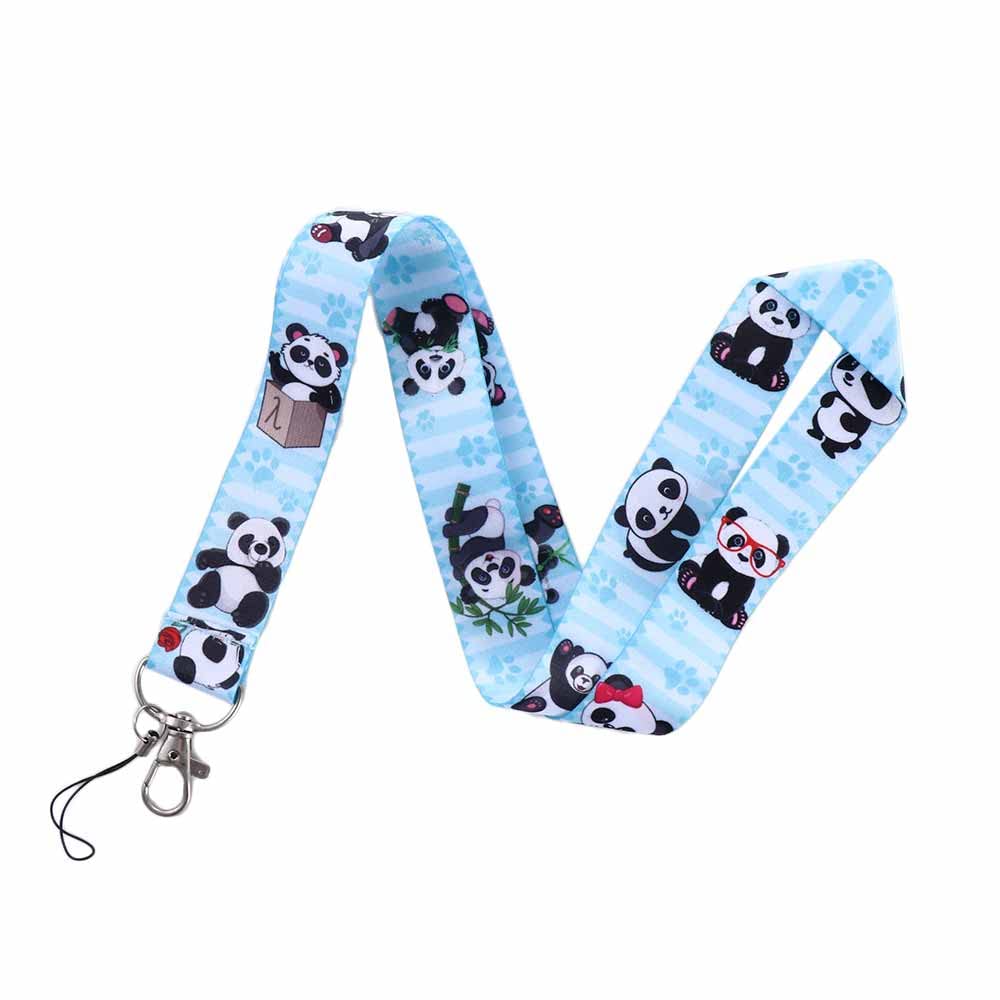 Panda Lanyard, Neck Lanyard Key Chain, Badge Holder ID Card Hang Rope Name Tag Holder Phone Lanyard Strap(Blue)