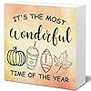 Fall Sign Autumn Wood Block Sign Its the Most Wonderful of the Year Wooden Box Sign Home Decor for Desk Table Shelf