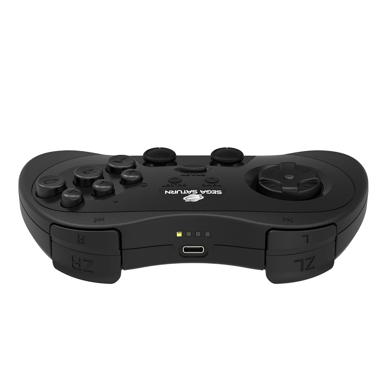 Retro-Bit SEGA Saturn® 2.4GHz Wireless Pro Controller for Sega Saturn, Sega Mega Drive Mini, Switch, PC, Mac - Includes 2 Receivers - Black