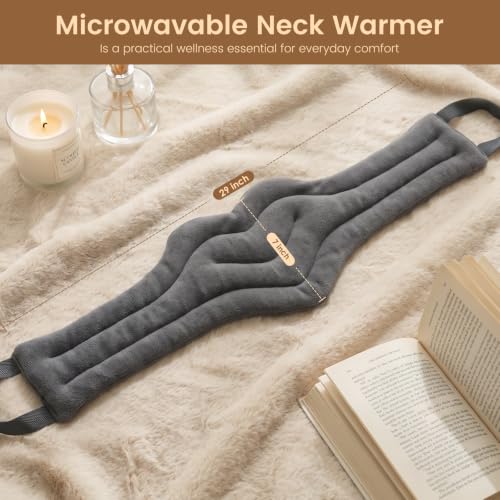 Image of Microwavable Heat Pad for Neck and Shoulders, Warm Compress Wrap, Grey | Moist Heat Pads for Neck, Shoulder, Back, Knee, Period Cramps, Reusable & Portable