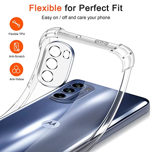 Image of Lustree Back Cover Transparent Case Compatible with Motorola G62 | Clear + TPU Case with 4 Corner Air Cushion Protection & Camera Protection | Slim& Stylus Cover