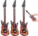 Zugar Land Red Hot Fiery Flame Rock Inflatable Guitar (3 Pack) Rock Star Style. 42'. Vinyl.