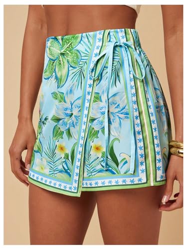 Image of SweatyRocks Women's Boho Mini Skirts Floral Shorts Tie Side Wrap Skorts