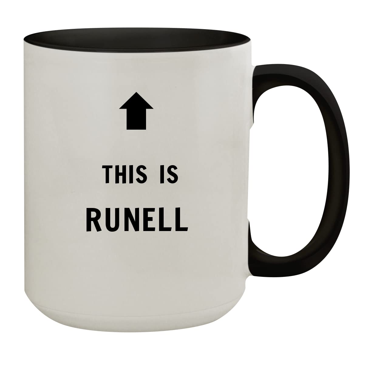 Molandra Products This Is Runell - 15oz Colored Inner & Handle Ceramic Coffee Mug, Black