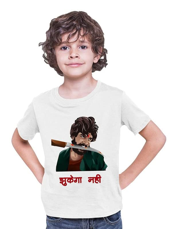 Image of Pushpa Zukega Nahi Printed t Shirt for Boys Kids