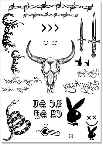 Greae Post Malone Inspired Face Temporary Tattoo Stickers For DIY Halloween Costume Parties | Realistic | Skin Safe | Includes FACE, HANDS, FINGERS, NECK & ARM Tattoos