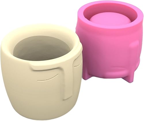 Miniatura 3 de Molde de maceta de forma facial humana para decoración del hogar, molde de silicona para maceta, molde de hormigón, herramienta de fundición de