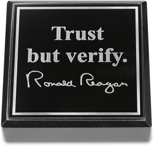 Ronald Reagan Pisapapeles de mármol Trust But Verify Quote - Exclusivo de la Biblioteca Reagan