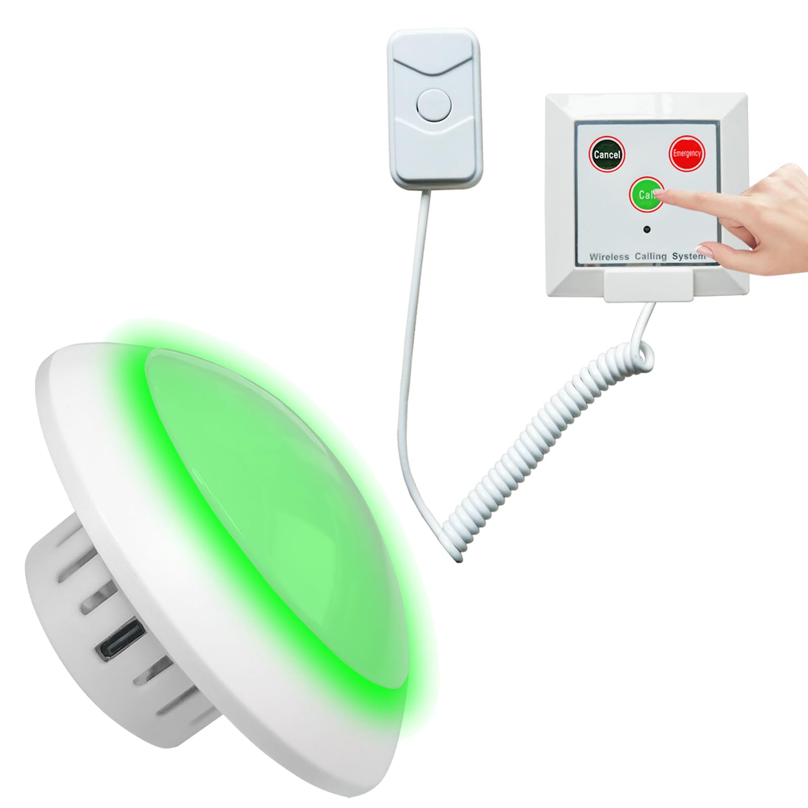 KOQICALL Emergency Alarm Bathroom Disabled 1 Disabled Call Alarm 1 Receivers Alert Patient Help System for Elderly/Patient/Disabled/Nursing Home (K-4L+W3-H 1+1)