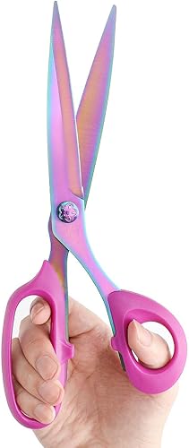 Tijeras de costura afiladas, tijeras profesionales de acero inoxidable forjado, con revestimiento de titanio, multiusos, para tela, cuero, costura,