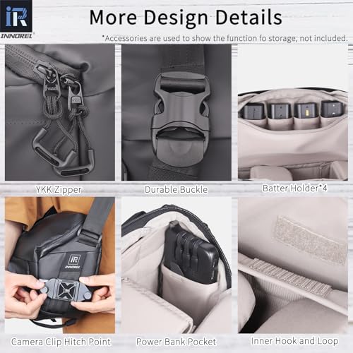 Image of INNOREL Camera Sling Bag,DSLR /SLR /Mirrorless Travel Waterproof Camera Bags Case Crossbody for Photographers with Tripod Holder and Removable Modular Inserts,6 Liters,Black