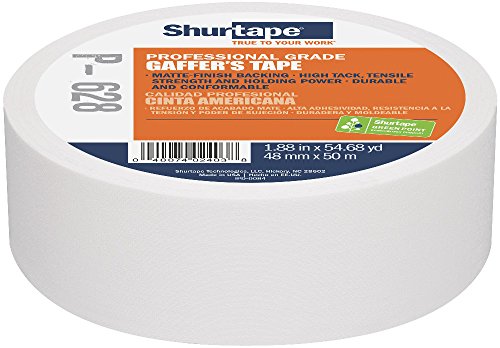 Image of Shurtape P- 628 Professional Grade, Coated Gaffer's Tape, 48mm x 50m, White, 1 Roll (204471)