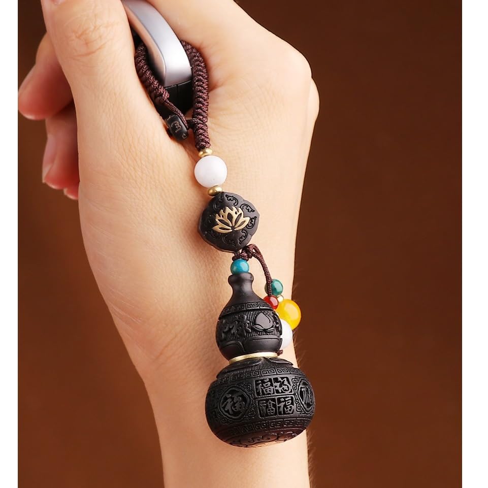 Breloczek do Samochodu Keychains And Sandalwood Carved Gourd Decorative Pendants, Backpack, Car