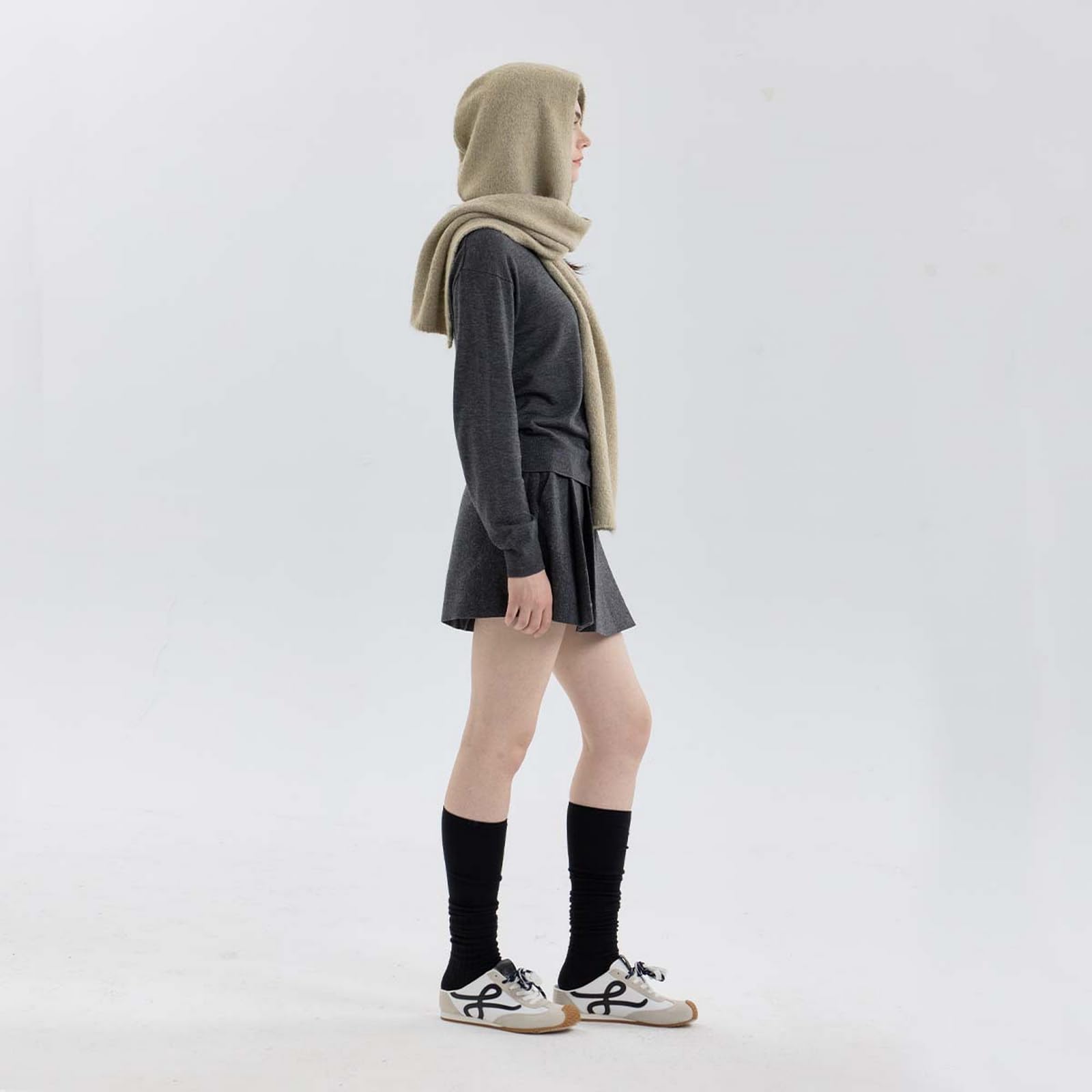 Foulard Donna Sciarpa Con Cappuccio Scaldacollo Lavorato A Maglia Cappello Da Autunno E Inverno Caldo Scialle Cappotto Alla Moda