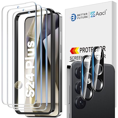 AACL For Samsung Galaxy S24 Plus Screen Protector Tempered Glass with Camera Lens Protector for Samsung Galaxy S24 Plus Screen Protector [Fingerprint Unlock][Anti-Scratch] [9H] [3 +2 Pack ]