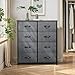 YITAHOME Dresser for Bedroom, Double Dresser with 8 Drawers, Storage Tower with Fabric Bins, Chest of Drawers for Closet & Living Room (Black Wood Grain)