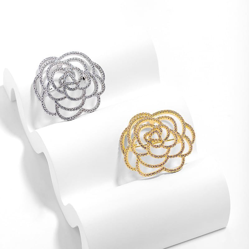 Flower Brooch for Women Rhinestone Flower Brooch Pins Floral Brooches Jewelry Gift for Mom Wife - Image 8