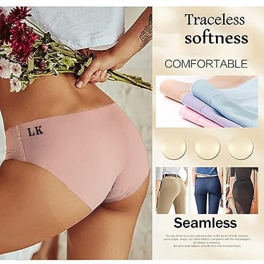 Image of No-Show Women's Panties:Women's (Multicolor) Seamless Hipster Ice Silk Panty Mid-Waist Laser Cut Underwear Seamless Panties