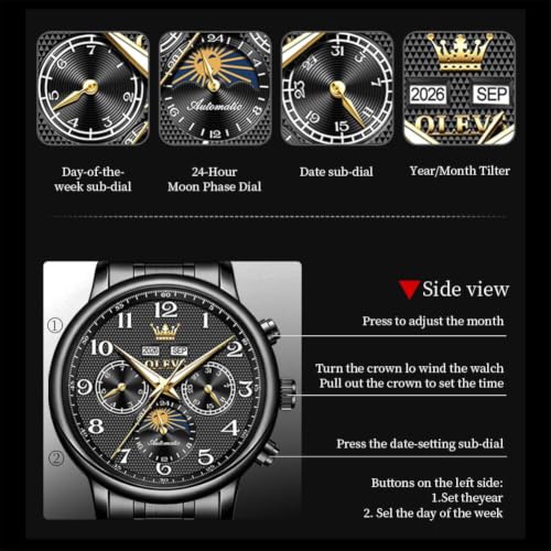 Image of OLEVS Watches for Men Automatic Mechanical Self Winding Watch Business Dress Wrist Watch