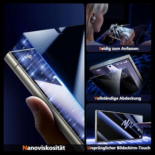 UniqueMe für Samsung Galaxy S24 Ultra für Panzerglas Sichtschutz - [Full Screen Displayschutz] Schutzfolie Sichtschutz für Samsung Galaxy S24 Ultra Schutzglas,Auto Installation,2 Stück 6