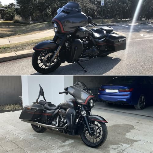 Image of DREAMIZER Wave Windshield Windscreen,Specific Fit Motorcycle Windshield, PC Wind Deflector Compatible with Harley Touring Electra Street Tri Glide 1996-2013 (Black 8inch)
