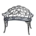 Patio Balcony Bench Double Seat, Anti-Rust Cast Aluminum Patio Garden Bench for Park Yard Outdoor Furniture Copper.1